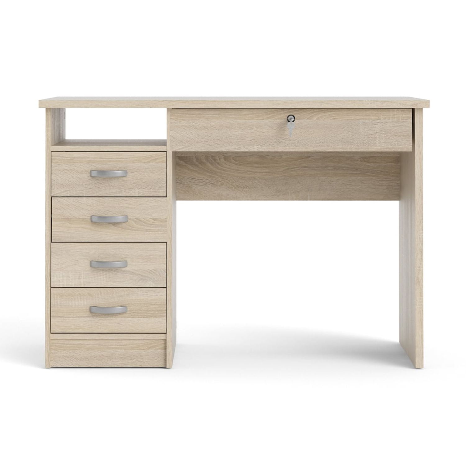 Walden Oak Structure Desk with 5 Drawers and Shelf