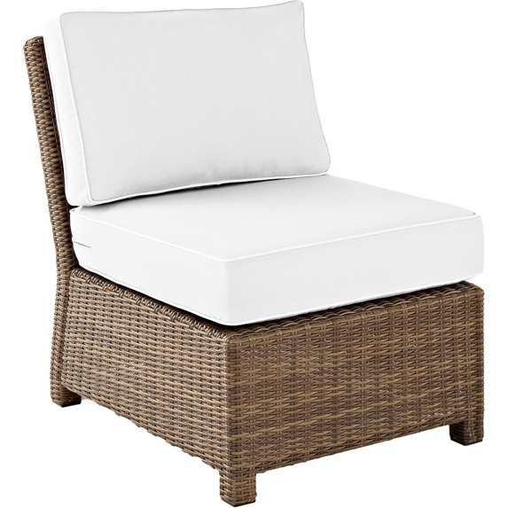 HomeStock Naturally Nice Outdoor Wicker Sectional Chair, Wicker Patio Chairs for Porch, Deck, Backyard Furniture-Color:Weathered Brown/White,Size:Armless Center Chair
