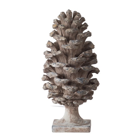 Pine Cone Table Decor - 7.10" Gray Polyresin Accent Piece - 14.2" Tall Natural Home Accent