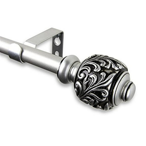 Adjustable Curtain Rod 5/8 Inch - 28-48 Inch Steel Rod - Satin Nickel Finish Home Decor