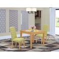 thumbnail image 1 of 3Pc Dinette Set - Square Kitchen Table & 2 Parson Chairs - Oak Finish, Lime Green Fabric, 1 of 5