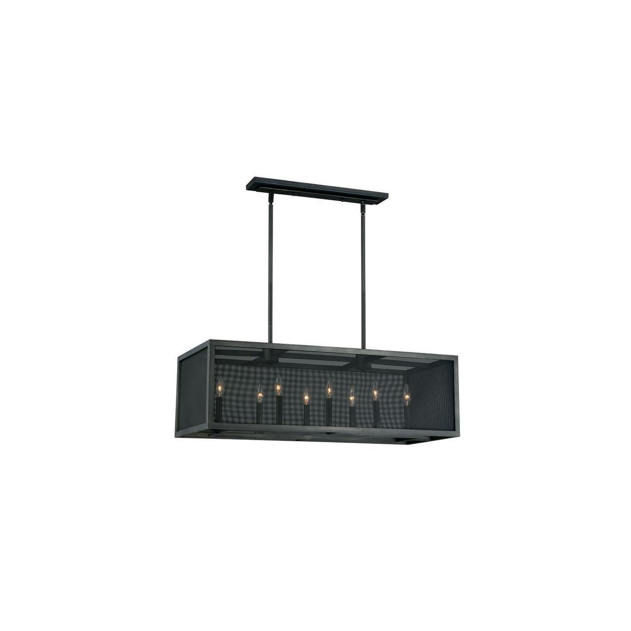 8-Light Chandelier - Black Industrial Cage Pendant Light, Dimmable, Adjustable Height, Kitchen Island Lighting