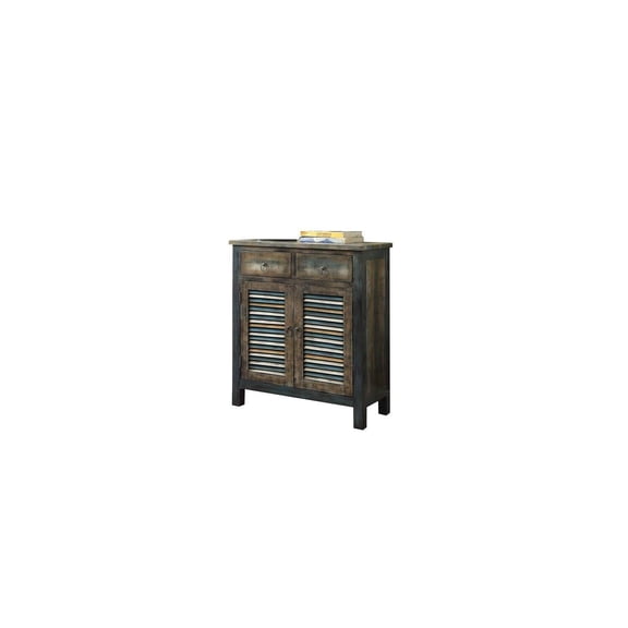 HomeStock Neo-Classical Nostalgia Console Table, Antique Oak & Teal