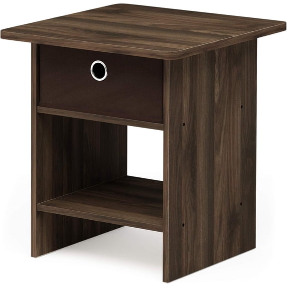 HomeStock Neo-Classical Nostalgia End Table Nightstand Storage Shelf Bin Drawer 15.5D x 15.5W x 17.5H Inches Compact and Stylish Small Space Solution