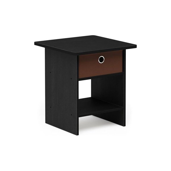 HomeStock Neo-Classical Nostalgia End Table Nightstand Storage Shelf Bin Drawer 15.5D x 15.5W x 17.5H Inches Compact and Stylish Small Space Solution