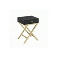 thumbnail image 1 of HomeStock Neo-Classical Nostalgia Side Table, Black & Brass, 16"W x 12"D x 22"H, Modern Drawer Design, Perfect Accent for Any Room, 1 of 2