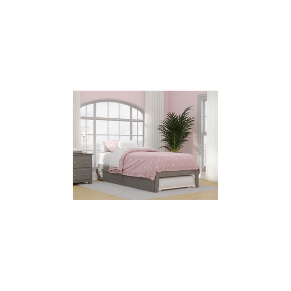 Twin XL Bed with Trundle & USB Ports - Grey Slat Kit Included - Easy Assembly