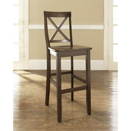 Neo-Classical Bar Stools - Cherry Finish X-Back Design (Set of 2) - 30" Seat Height
