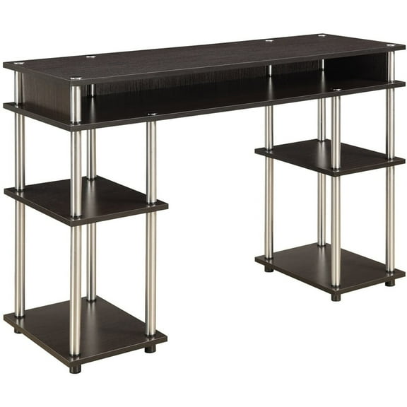 Student Desk with Shelves - Tool Free Assembly - Sturdy Office Dorm Desk - 47.25" Espresso/Brown