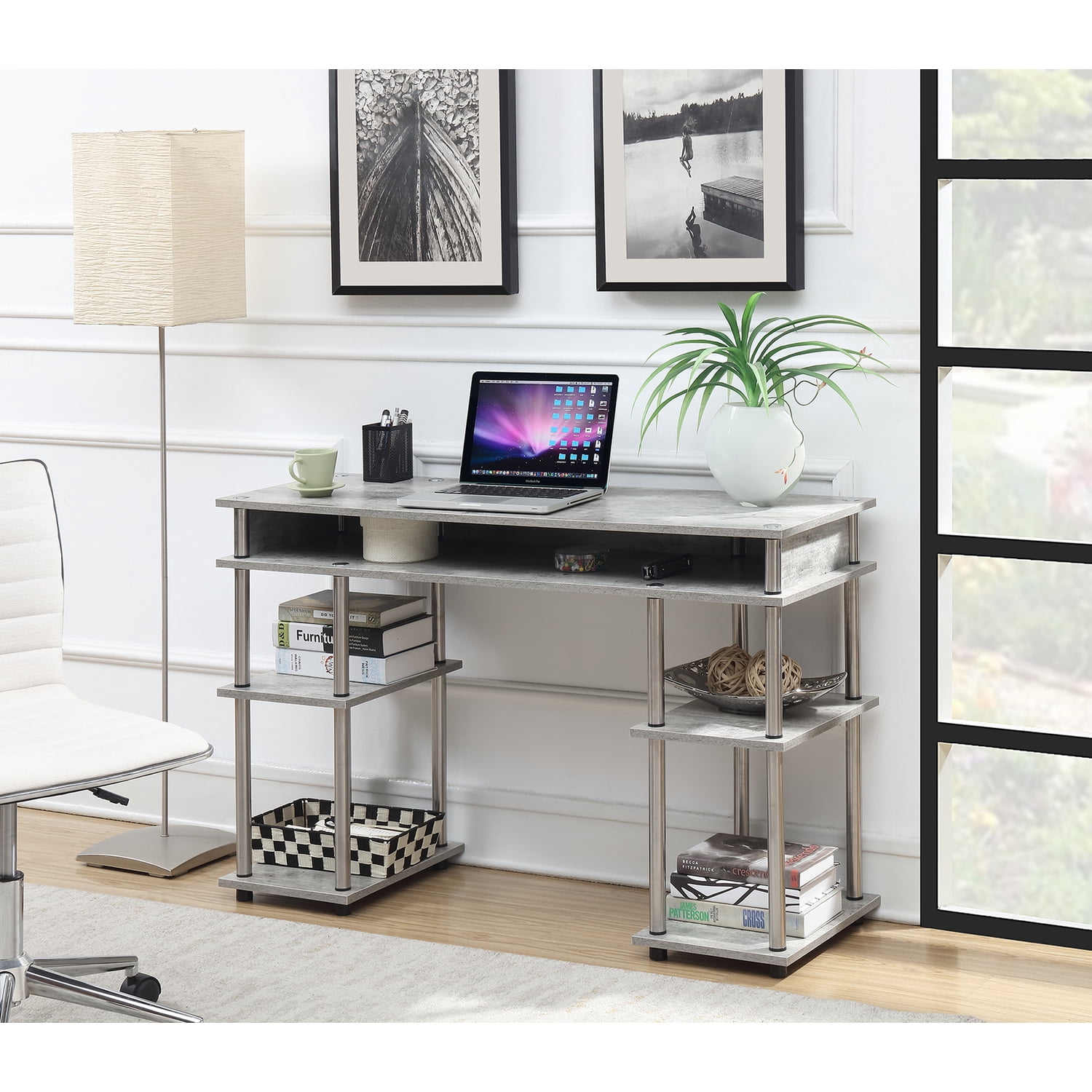NEW　コンパクトデスク　NA/WAL Desk with Shelves - No Tools Home Office Computer Desk, Corner