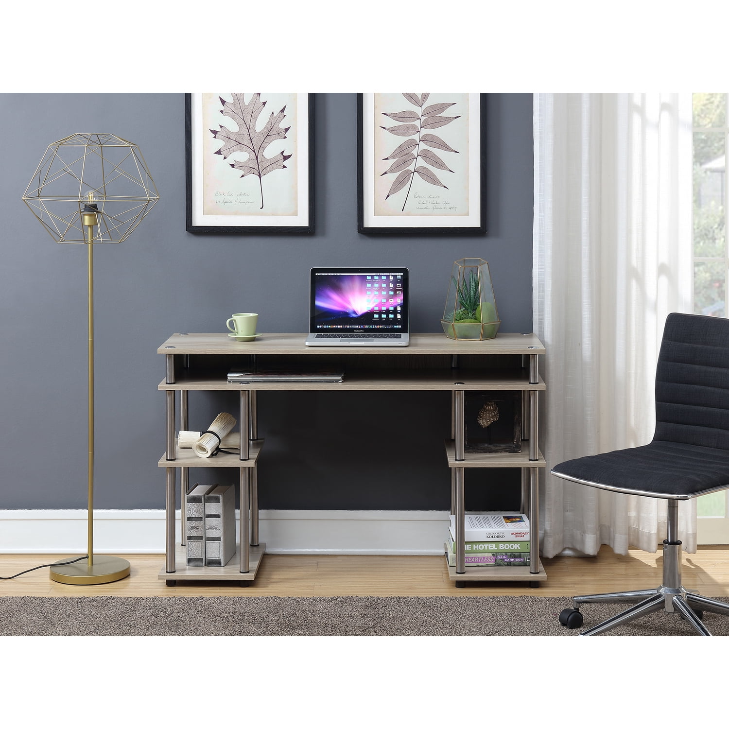 Desk with Shelves - No Tools Home Office Computer Desk, Corner