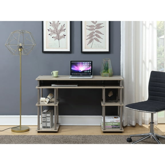 Desk with Shelves - No Tools Home Office Computer Desk, Corner Vanity Nail Table - 47" L x 15" W x 30" H