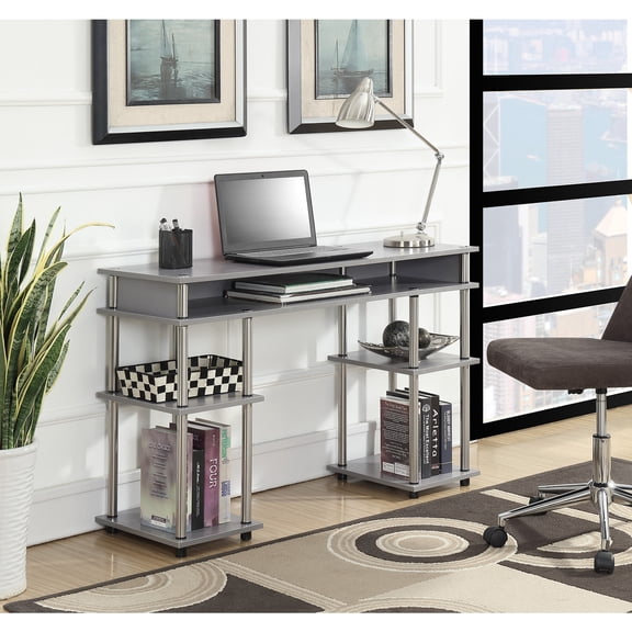 Homestock Rococo Romance No Tools Student Desk with Shelves - 47.25" x 15.75" x 30", Easy Tool-Free Assembly, Durable Stainless Steel, Multiple Finishes Available