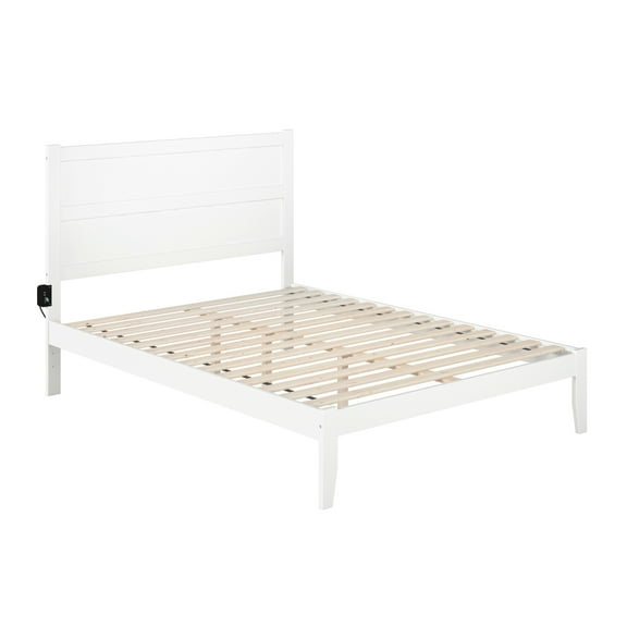 Rustic Romance Platform Bed - Solid Wood Frame, Modern Design, Charging Station Included