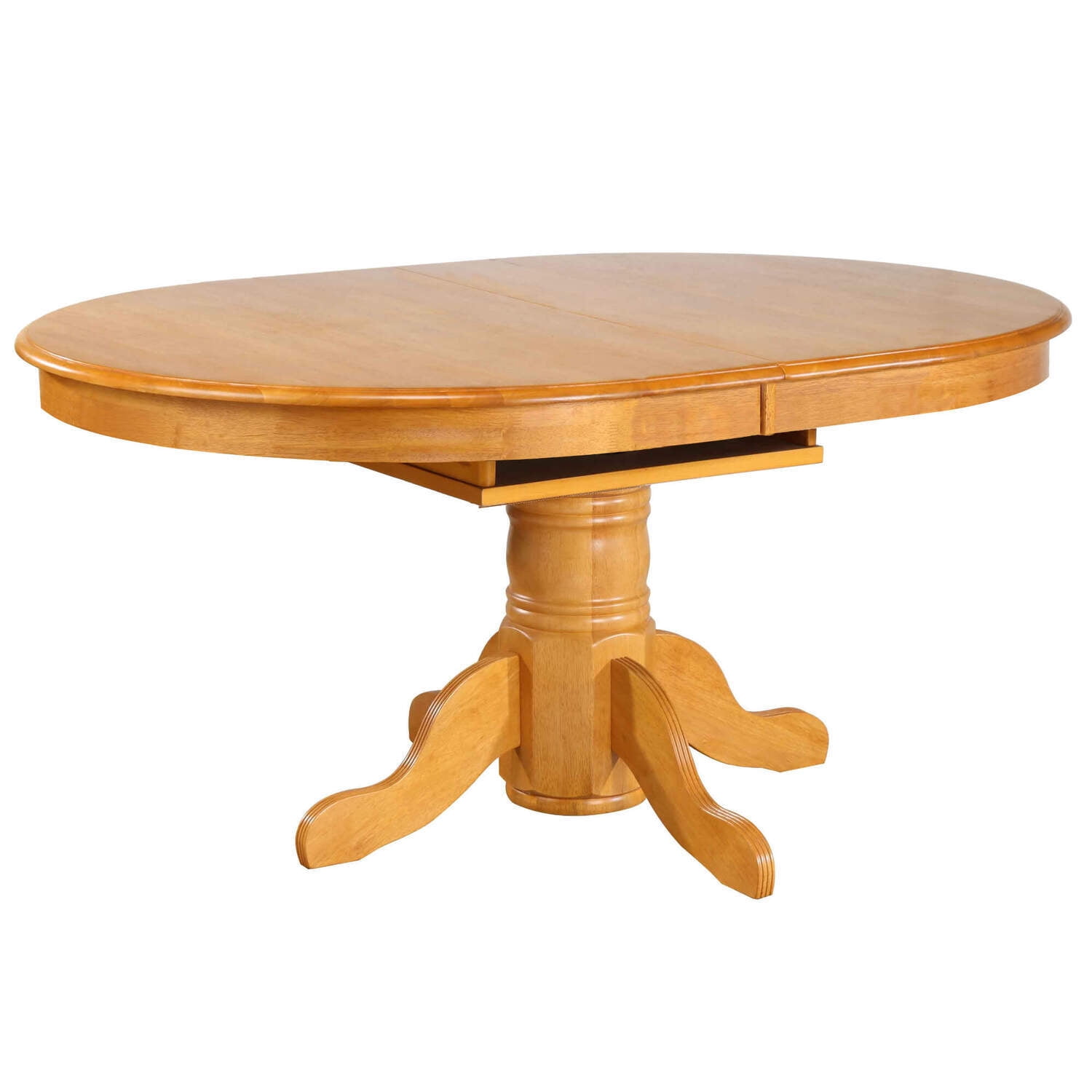 HomeStock Oak 66" Oval Pedestal Extendable Butterfly Leaf Dining Table , Light Oak , Seats 6 ...