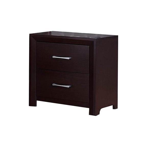HomeStock Oasis 23.5" x 16.25" x 24.25" Night Stand with 2 Drawers in Espresso Brown Finish Providing Efficient Storage for Bedroom Essentials
