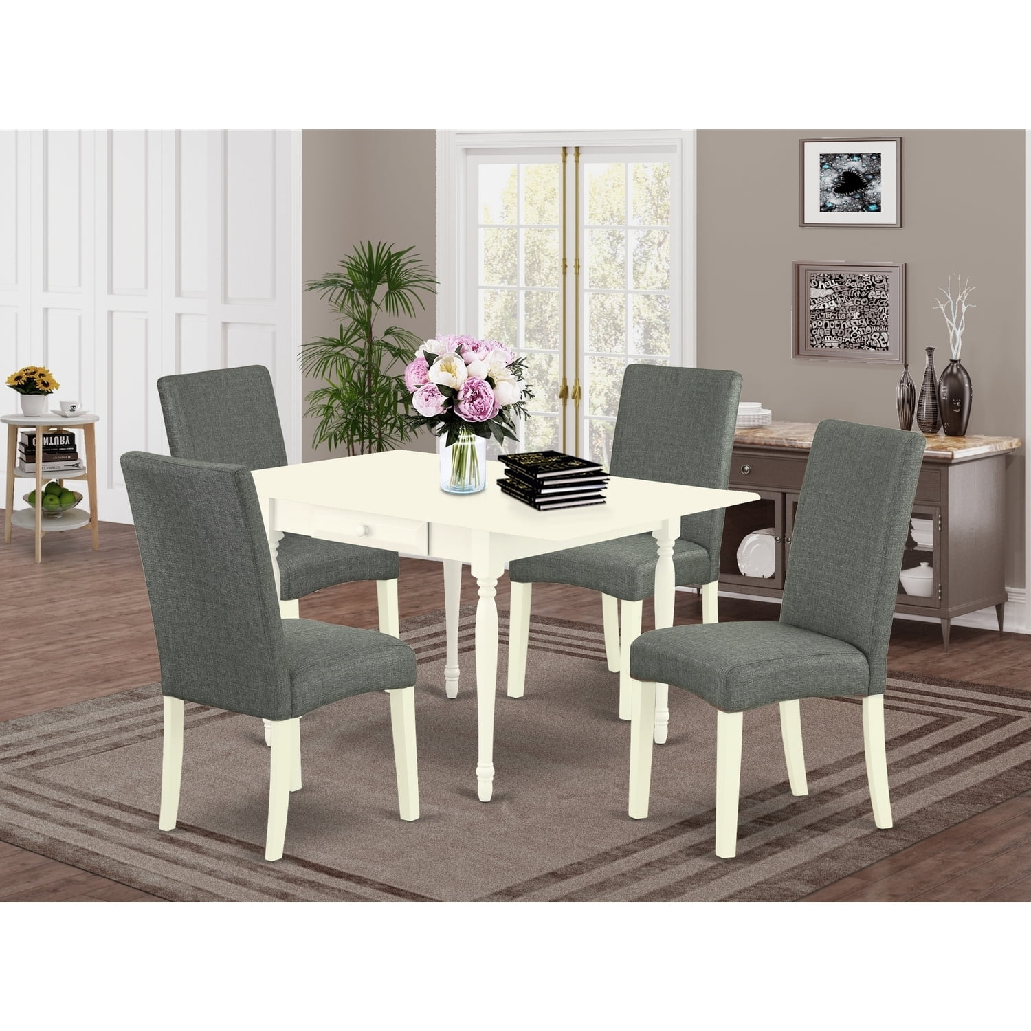 5 Piece Dinette Set - Kitchen Table & 4 Chairs - Small Space Dining ...