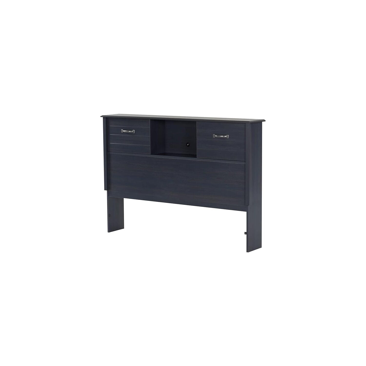 HomeStock Old World Charm Bookcase Headboard - With Sliding Doors, Blueberry Finish, Storage and Legs, 58.25" W x 9.5" H, Perfect for Functional Bedrooms