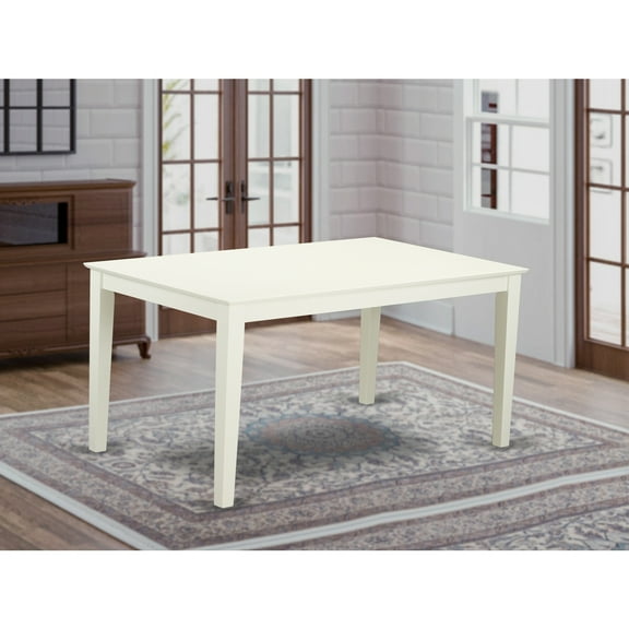 Rectangular Dining Table - Linen White Finish, 36x60 Inch, Solid Wood Top, Vintage Design Table