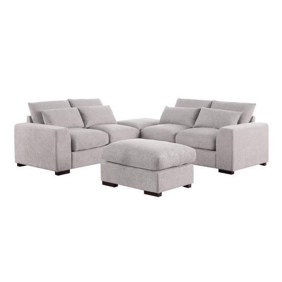 HomeStock Old World Charm Reversible Modular Sectional Fabric Sofa & Chaise Lounge with Two Ottoman Footrests, Classic and Comfortable Seating, Convertible Couch for Living Room or Family Room - Color