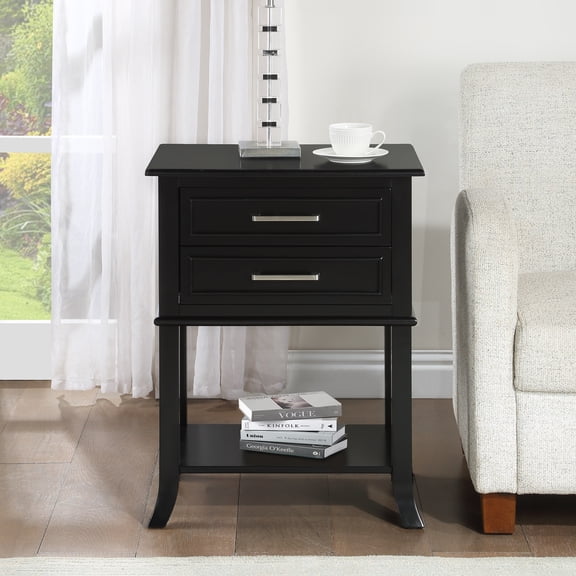 HomeStock Old World Opulence 2 Drawer End Table with Shelf - Classic Style with Spacious Shelves & Beveled Tabletop, Perfect for Any Room