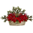 thumbnail image 1 of HomeStock Old World Opulence 25In. Poinsettia, Succulent And Pine Artificial Arrangement In Decorative Vase, 1 of 3