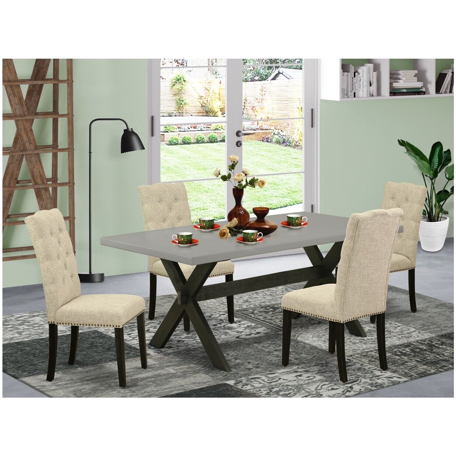 5-Piece Rectangular Dining Set - Kitchen Dinette Table with 4 ...