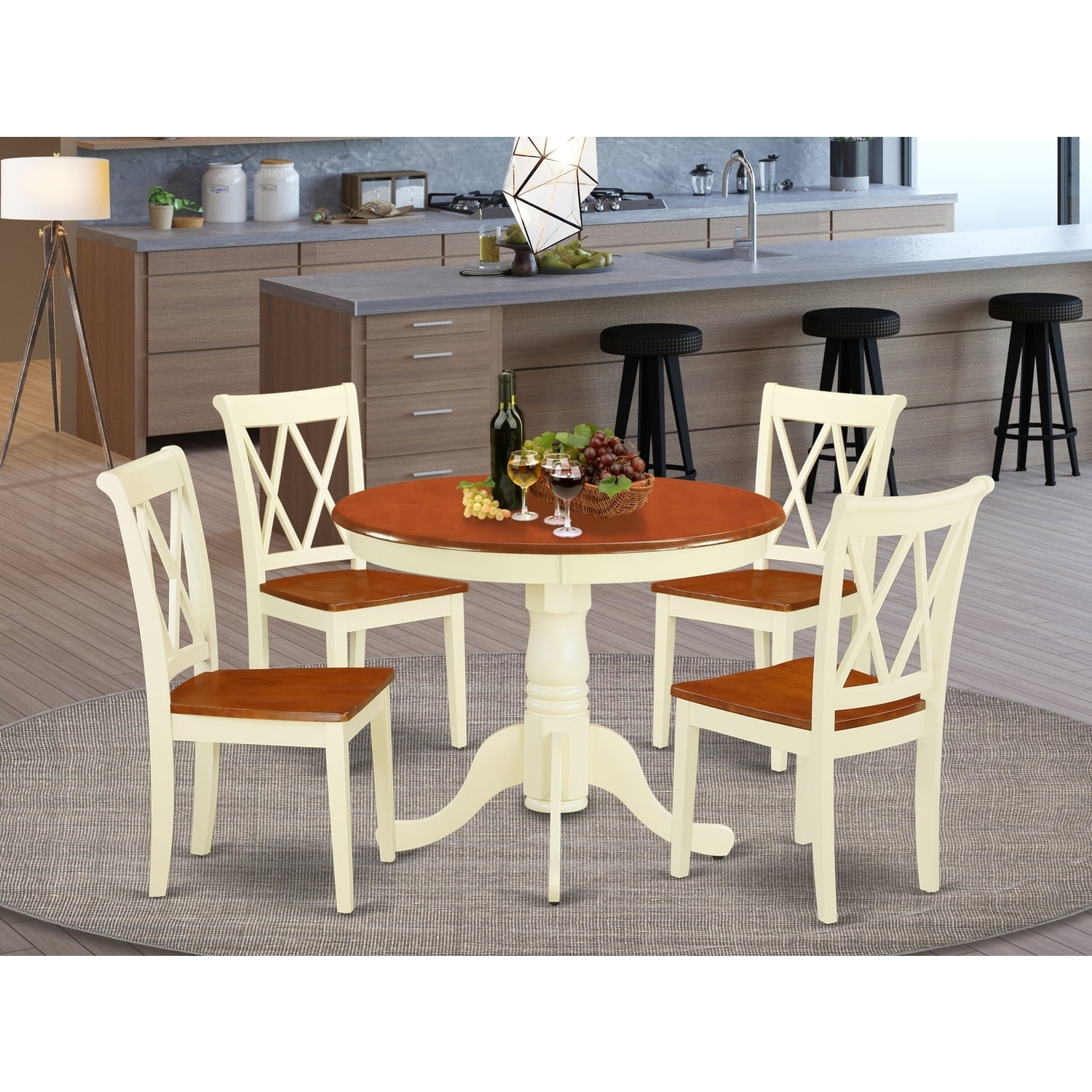 Round Dining Set 5pc 36 Inch Table & Chairs - Old World Style Kitchen ...
