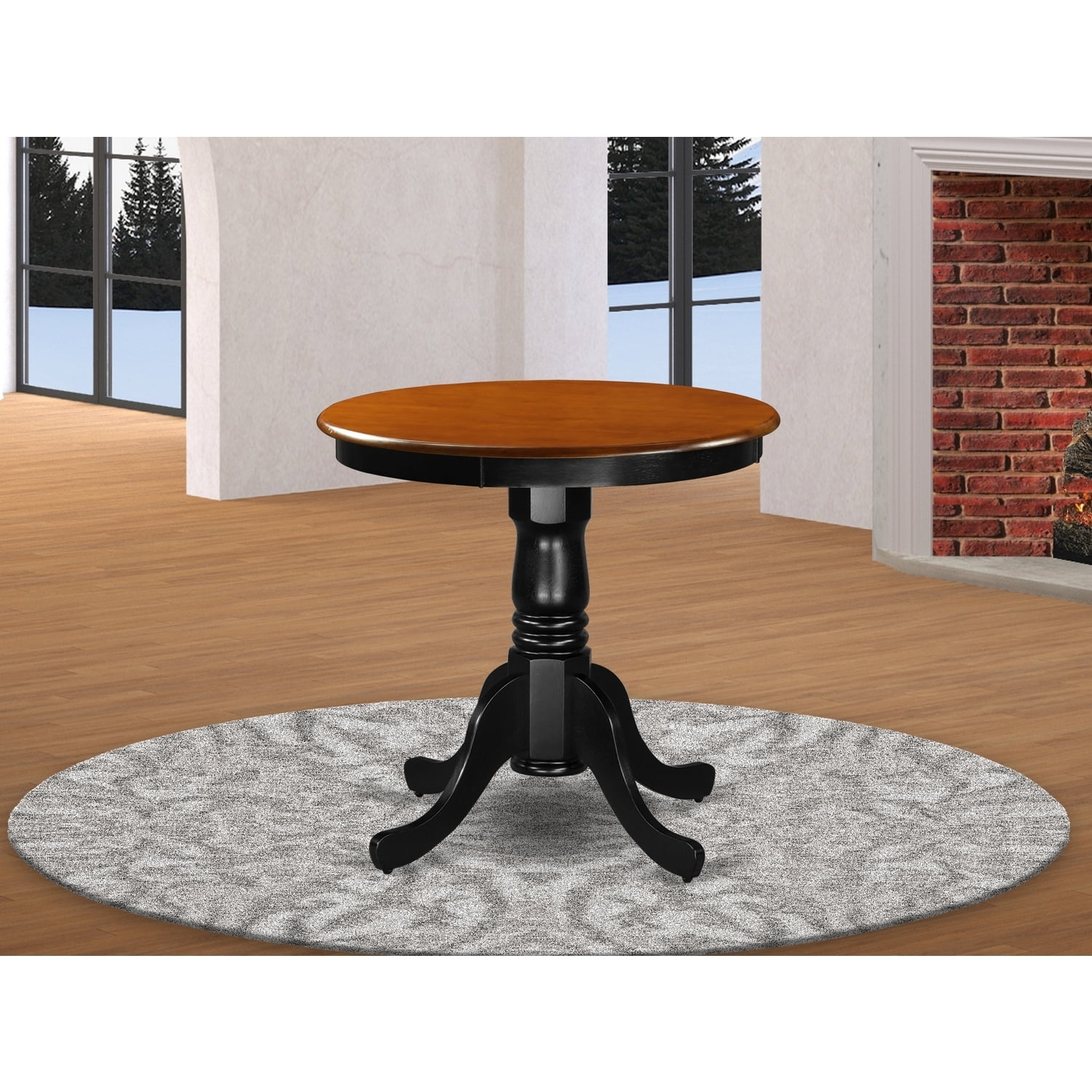 Round Dining Table - 30 Inch Kitchen Table - Rubber Wood Pedestal Table ...
