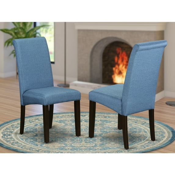 Parson Dining Chairs (Set of 2) - Fabric Upholstered Accent Chairs - 19"D x 25.5"W x 42"H-Color:Blue/Cappuccino