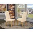 thumbnail image 1 of HomeStock Old World Opulence Parson Dining Room Fabric Upholstered Chairs, Set of 2, 19"D x 25.5"W x 42"H-Color:Light Beaige/Oak, 1 of 3