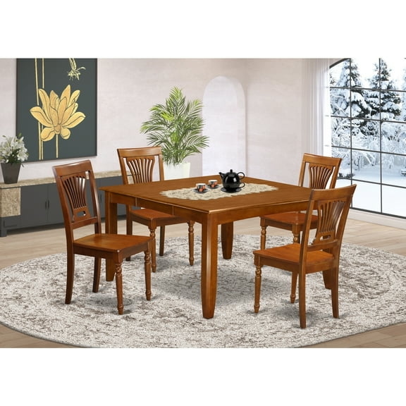 Dining Room Set Table and Chairs - Old World Style - Kitchen Table Set - 4 Chairs - Brown Finish