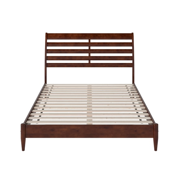 HomeStock Old World Opulence Solid Wood Low Profile Platform Bed in Walnut