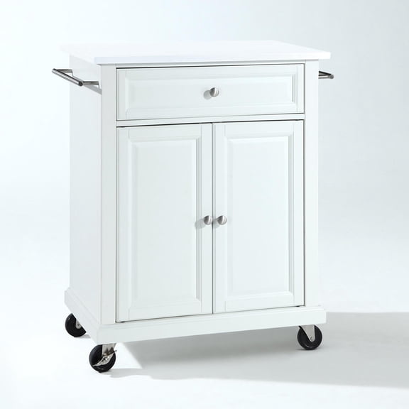 HomeStock Artisanal Attic Kitchen Island with Durable Table Top, Heavy-Duty Casters for Mobility, Modern Kitchen Cart, Sleek Finish Kitchen Island with Casters-Color:White,Size:White Marble Top