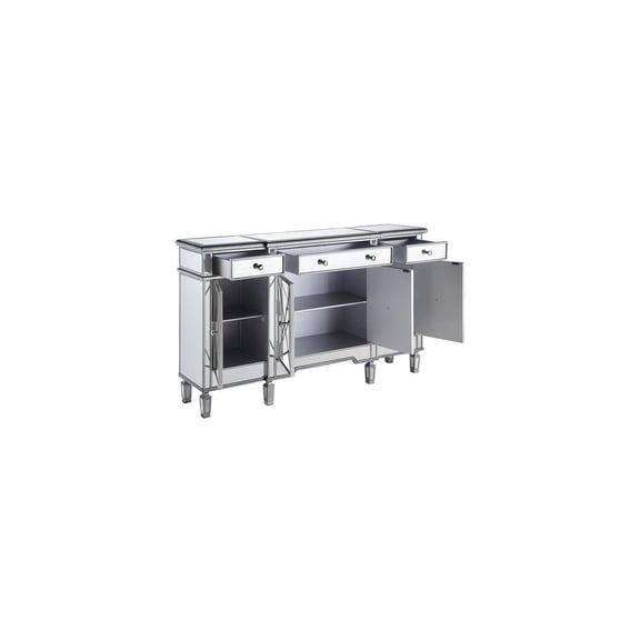 Storage Cabinet with Mirrored Doors & Drawers - Silver Accent Cabinet - 60 Inch Wide Display Cabinet