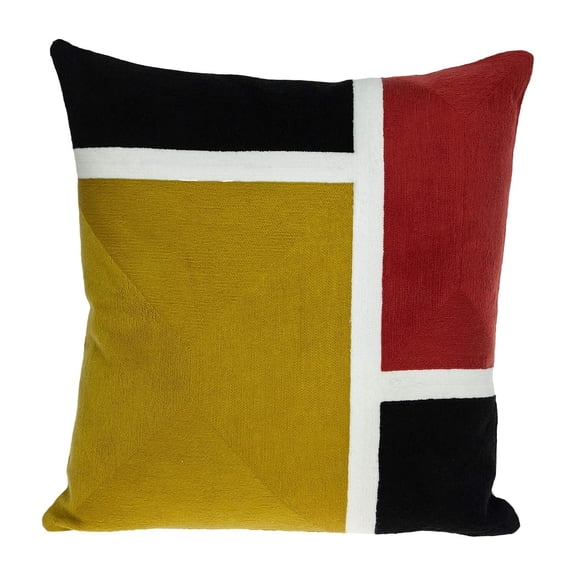 HomeStock Old World Opulence Throw Pillow - Removable Cover, Embroidered Geometric Design, Durable, Stylish Accent for Any Room, Modern Accent Pillow for Couches, Couch Pillow-Color:Mustard Yellow