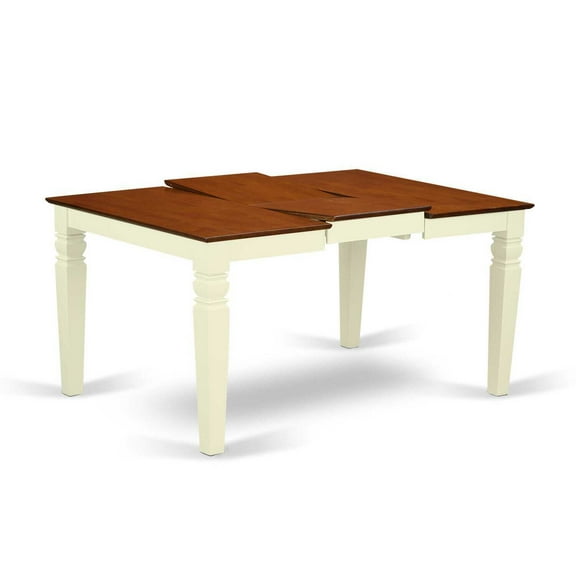 Rectangular Dining Table - Kitchen Table with Leaf - Buttermilk Cherry Finish - Modern Design