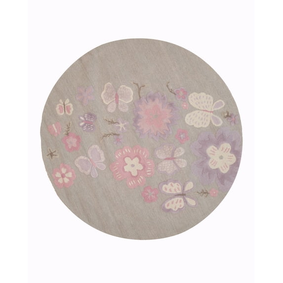 HomeStock Orange Hand-Tufted Wool Renaissance Rhapsody Swirl Rug, 4' Round (48" D x 0.5" H) - Stunning Multicolor Design, 100% Wool
