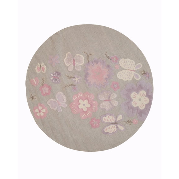 HomeStock Orange Hand-Tufted Wool Renaissance Rhapsody Swirl Rug, 4' Round (48" D x 0.5" H) - Stunning Multicolor Design, 100% Wool