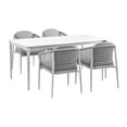 thumbnail image 1 of HomeStock Outdoor Patio 5-Piece Dining Set - Aluminum Frame with Gray Cushions, Water/UV Resistant, Includes Rectangular Table and 4 Chairs, Easy Assembly, 1 of 8
