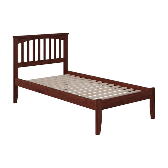 HomeStock Retro Relaxation Platform Bed with Open Footboard, Stunning Classic Design Slats, Elegant Headboard, Ideal for Stylish Bedrooms-Color:Walnut,Size:Twin