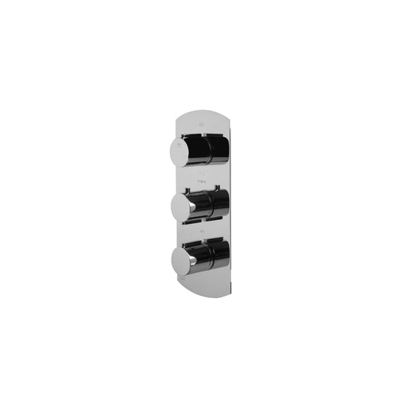 HomeStock Polished Chrome Concealed 4-Way Thermostatic Valve Shower Mixer with Round Knobs, Modern Design, Easy Installation, Includes 4-Way Diverter