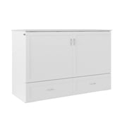 Murphy Bed Chest Solid Wood Queen Size with Mattress USB Charging Station White Finish Home Furniture