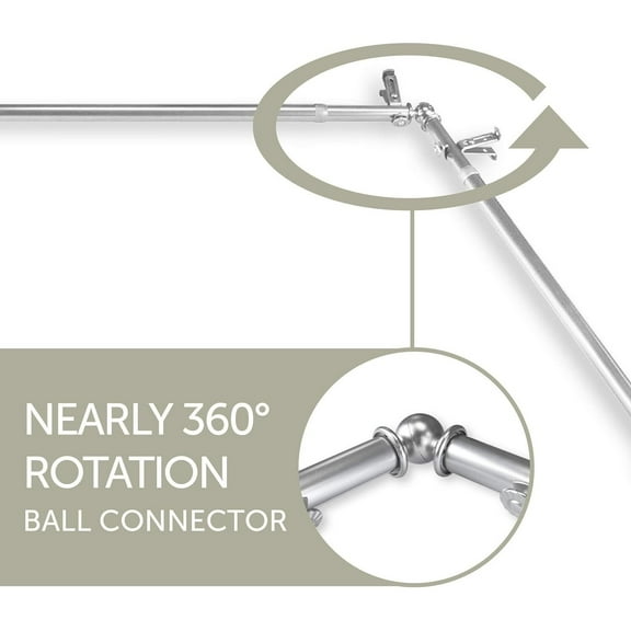 Adjustable Curtain Rods & Hardware Set - Telescoping Design for Windows, Satin Nickel Finish