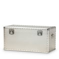 thumbnail image 1 of HomeStock Renaissance Refinement Silver Metal Storage Trunk - Vintage Industrial Style, 30" L x 16" W x 14" H, Perfect for Stylish Storage Solutions, 1 of 10