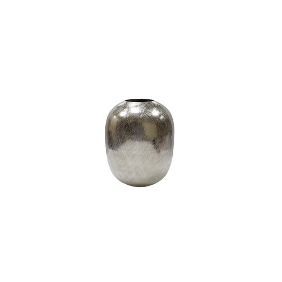 Round Vase - Silver Streak Aluminum Decorative Vase - 13" Console Table Decor