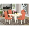 thumbnail image 1 of 5 Piece Kitchen Table Set with Chairs - Drop Leaf Dining Table, Linen White & Pink, 1 of 5