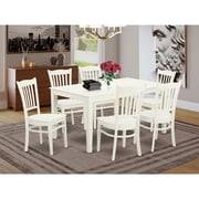 7 Piece Dining Set - Linen White Table & Chairs - Renaissance Revival Style Furniture