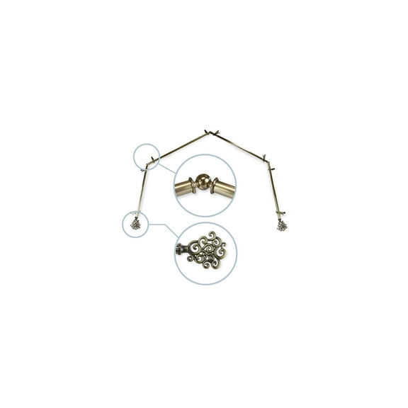 Adjustable Curtain Rods & Hardware Set - Telescoping Design, Antique Brass Finials - Home Decor