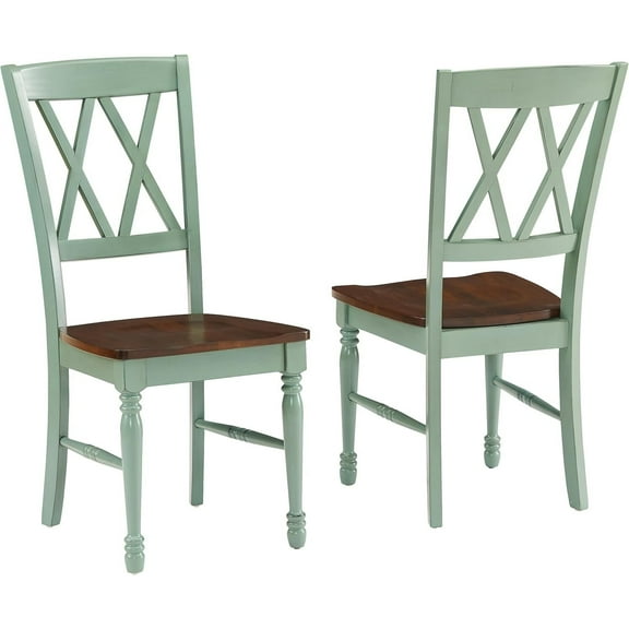 HomeStock Renaissance Revival Dining Chair Set, Rustic Dining Chairs for Dining Rooms, Sturdy and Durable Wood Build-Color:Teal,Size:2 Piece